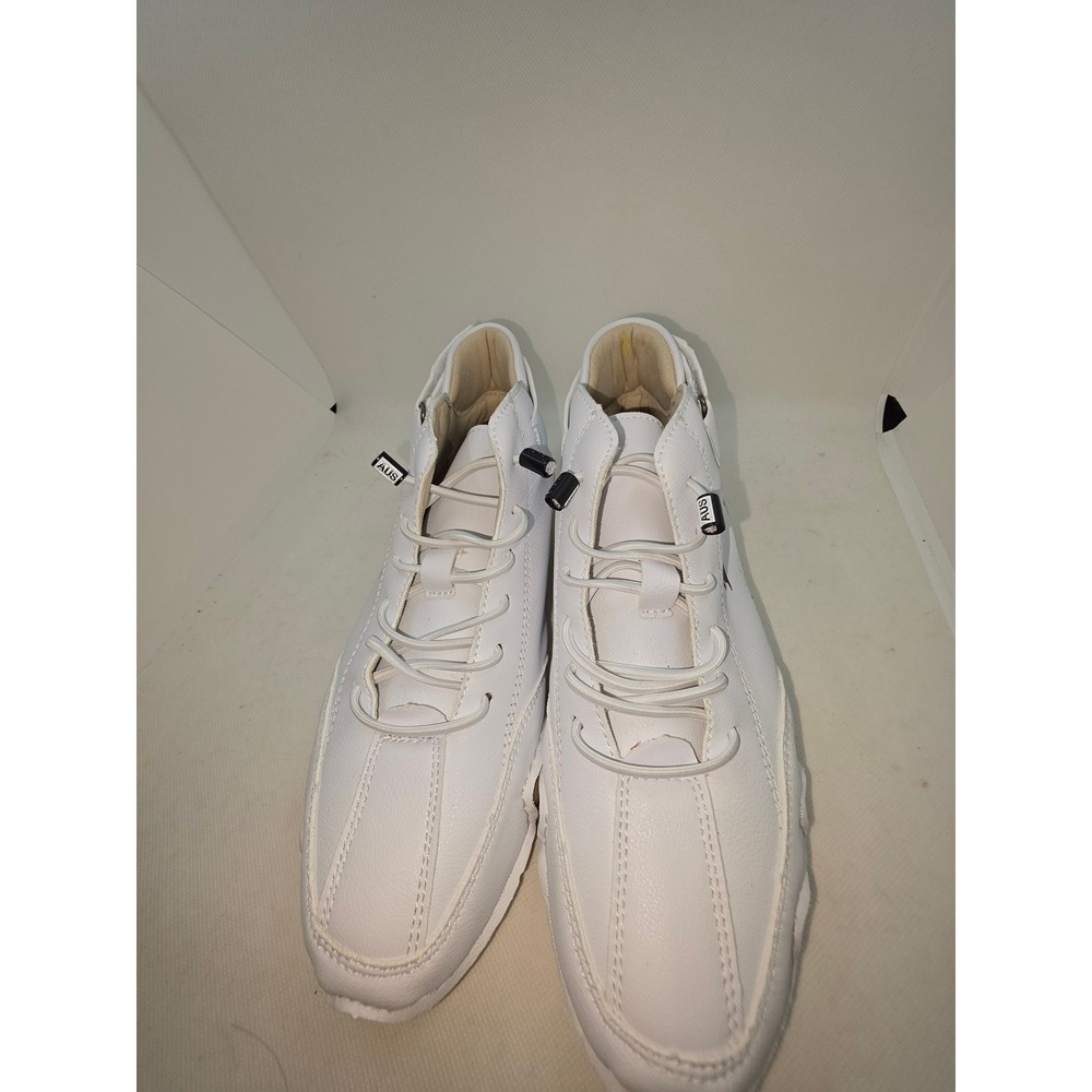 LDECK Mens High Top Sneakers White Athletic Shoes Ankle Strap Size 37